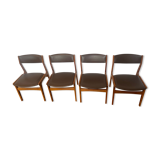 Suite of 4 Scandinavian teak and imitation leather chairs, Dyrlund edition, 1960, mid-century