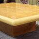 Design coffee table in maple – marquetry top – 1970s vintage style