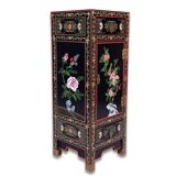 Armoire à porte simple prospère avec fleurs incrustées sculptées, laque naturelle peinte en laque dorée