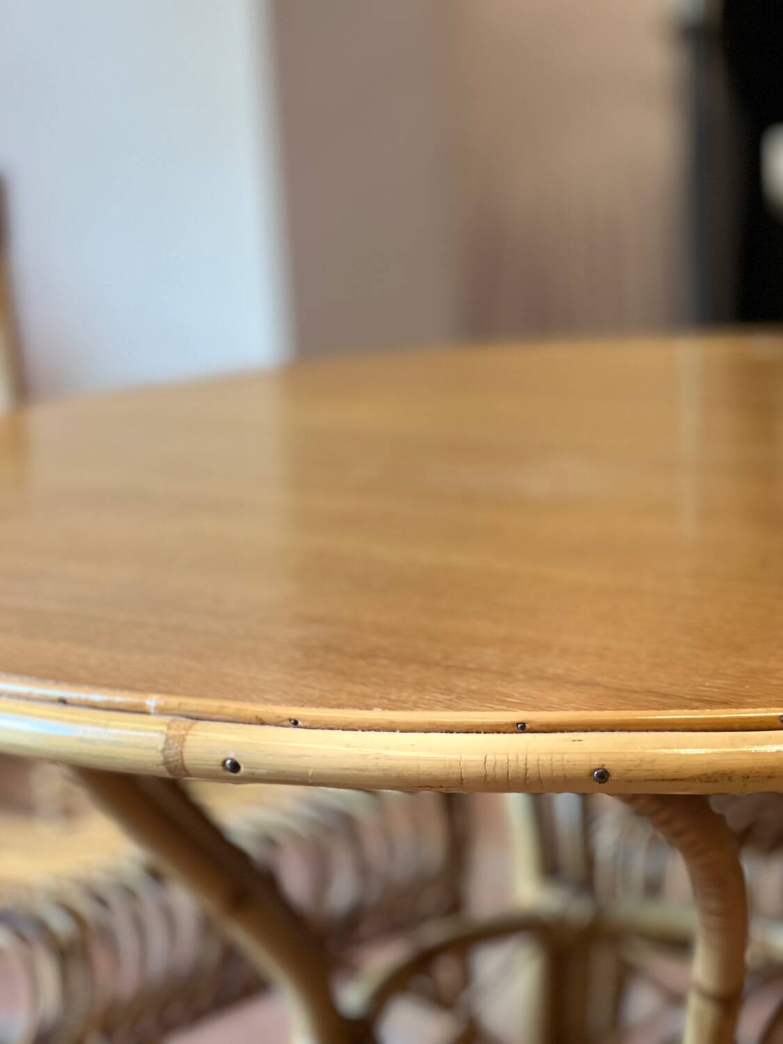 Vintage rattan dining table.