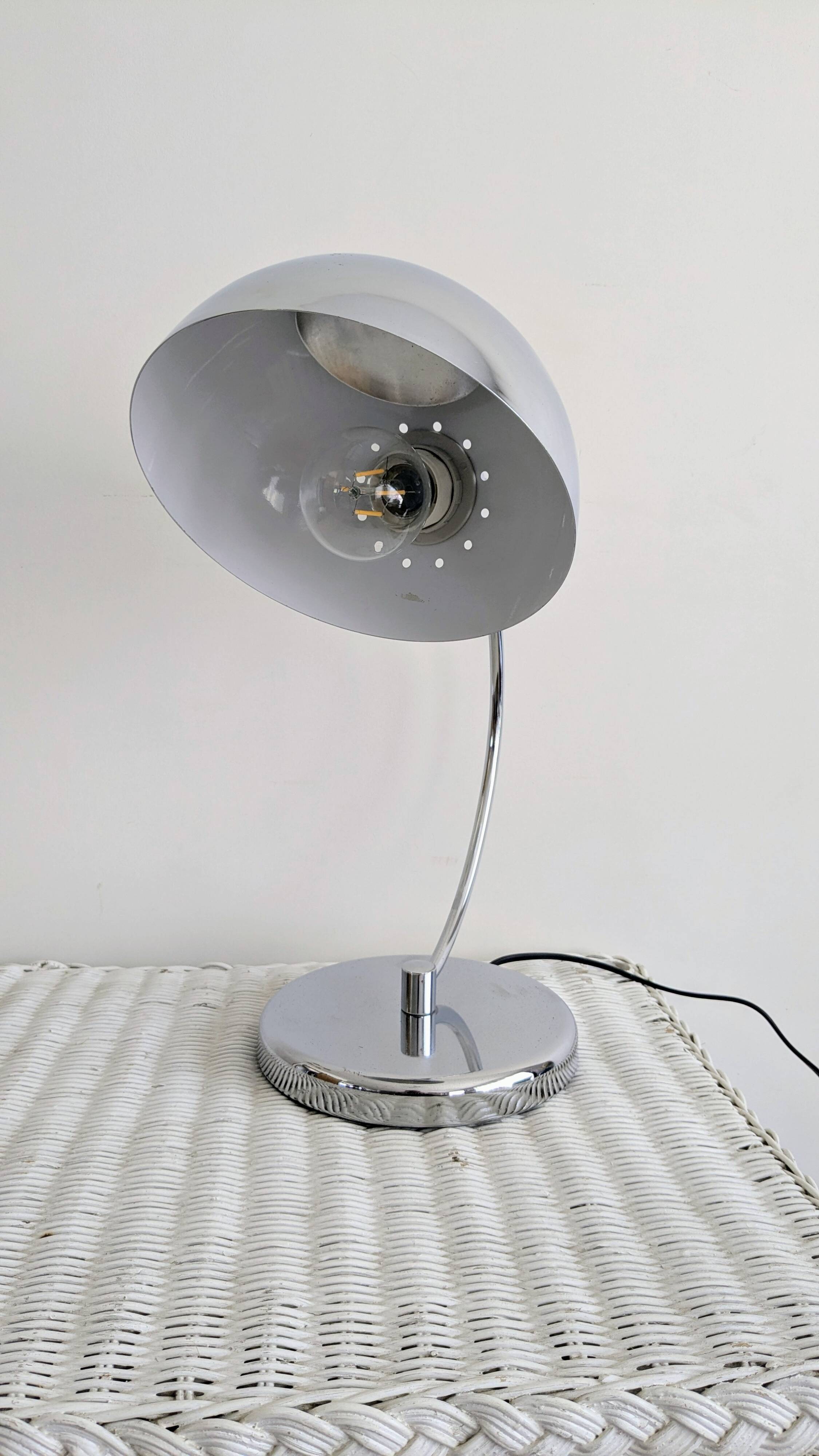 Vintage chrome desk lamp Space Age 1970s