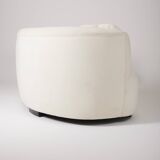 WHITE MOHAIR HALF MOON SOFA
