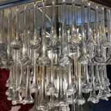 Venini lustre verre florale structure laiton , Italie 1980