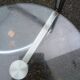Old chrome metal coffee table with swivel tops from the 70s