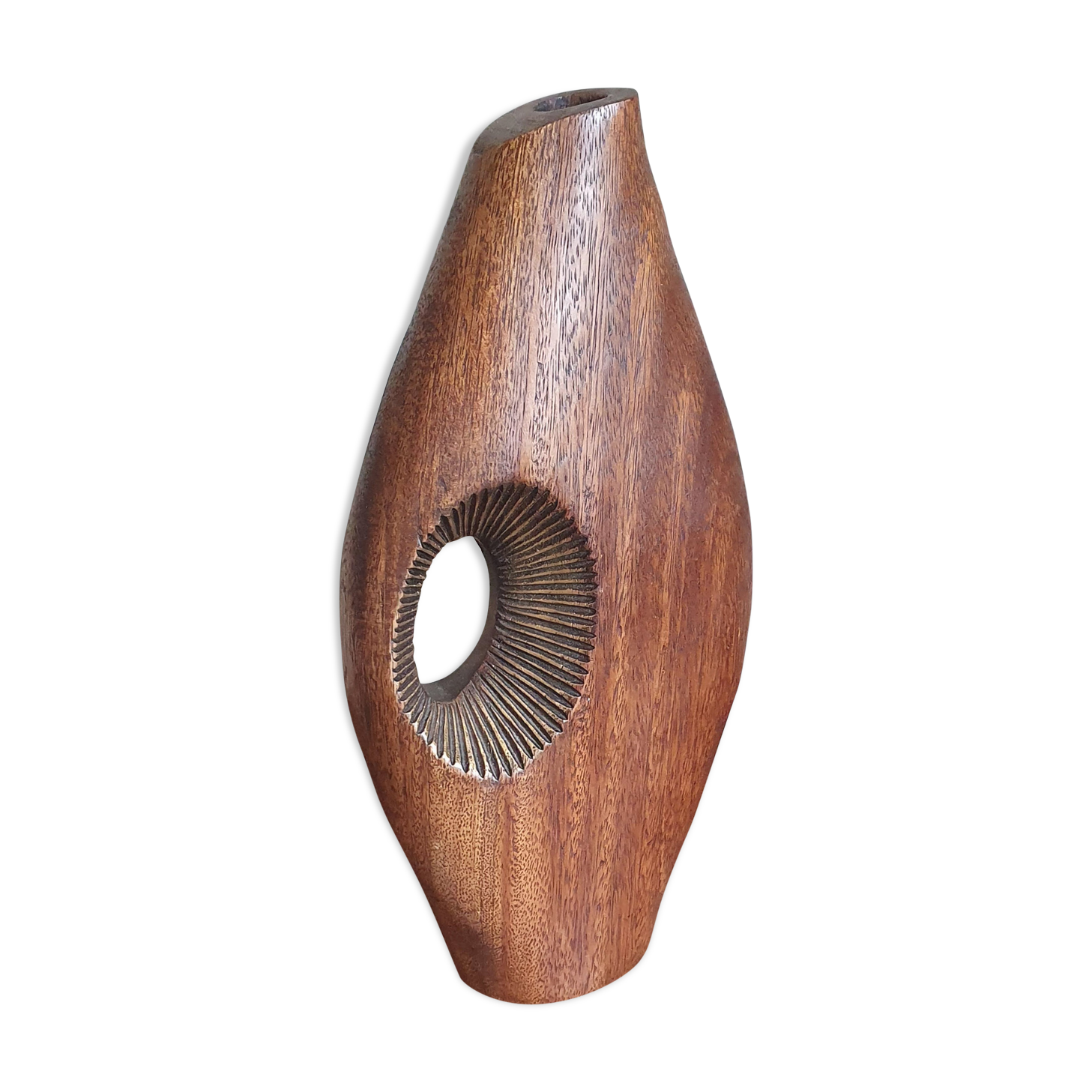 Scandinavian design teak vase 70s