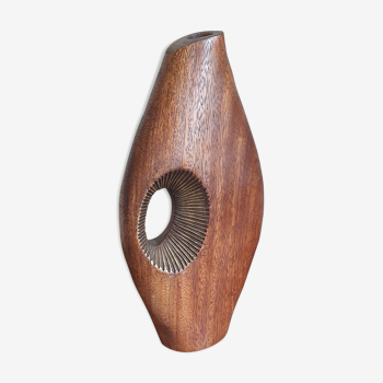 Scandinavian design teak vase 70s