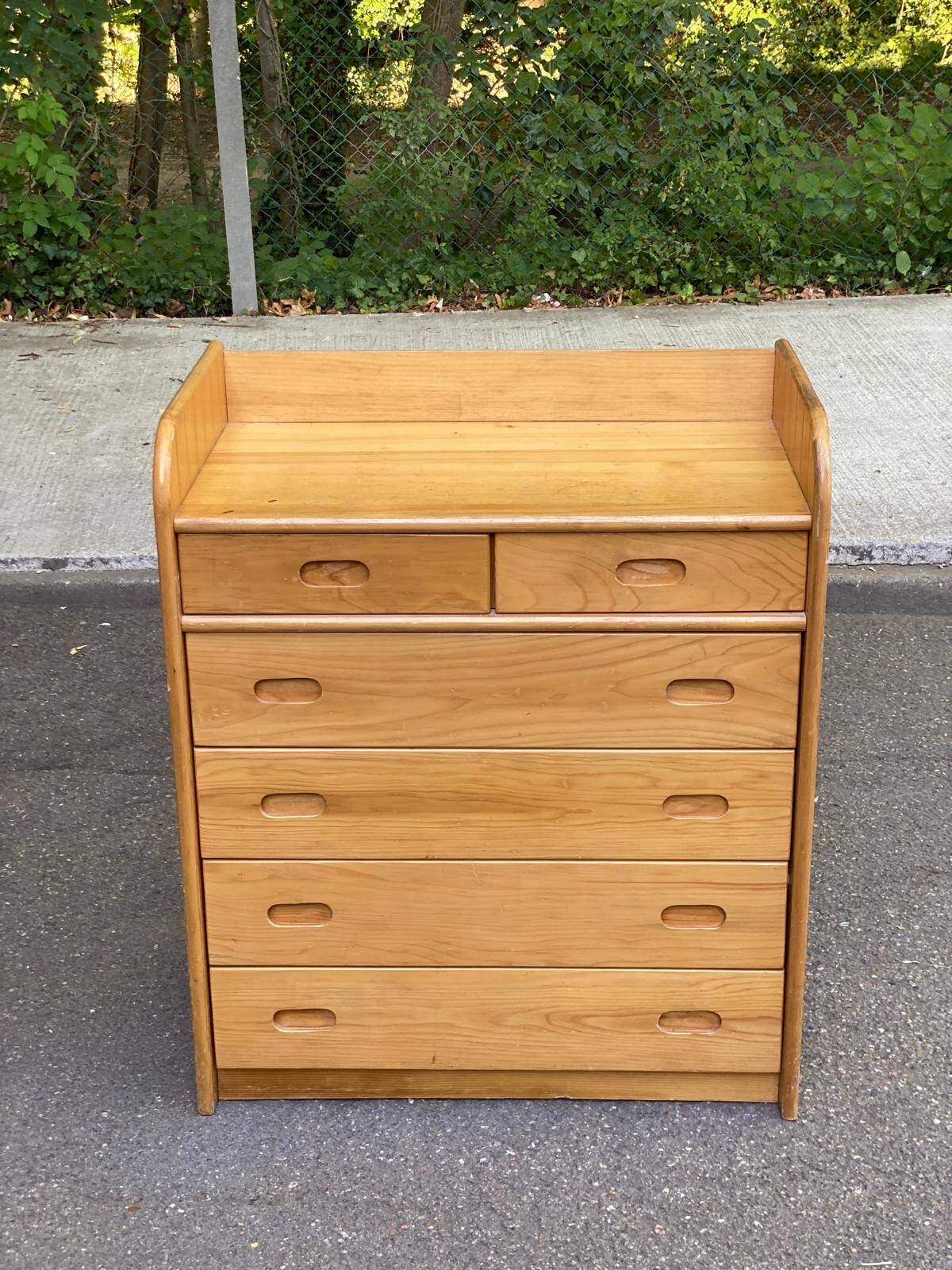 Commode scandinave à 6 tiroirs avec table à langer des années 70