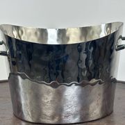 Silver-plated hammered and polished champagne bucket / basin