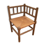 Turned wooden corner chair