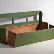 Antique painted pine bank safe – Central Europe, around 1900