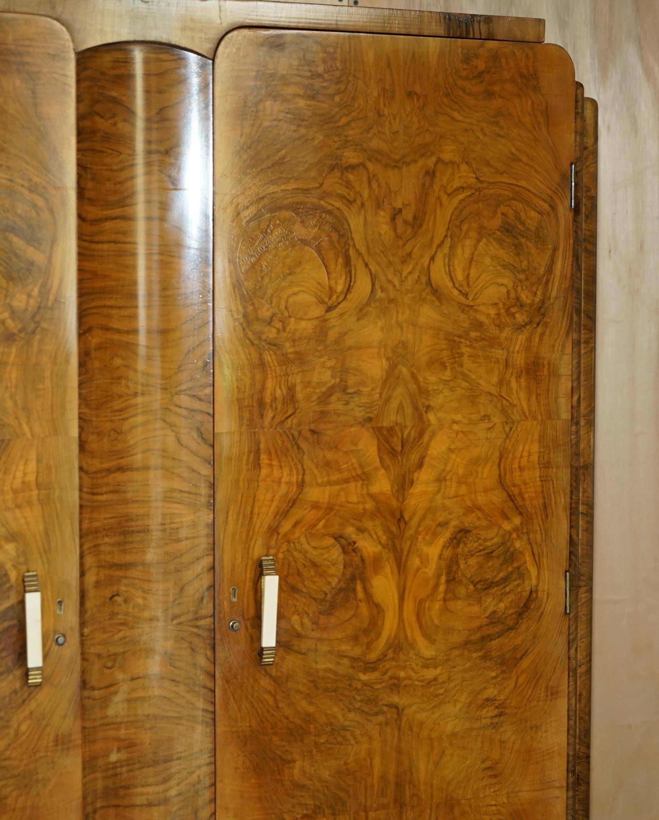 Double Art Deco wardrobe circa 1930 in satin walnut.