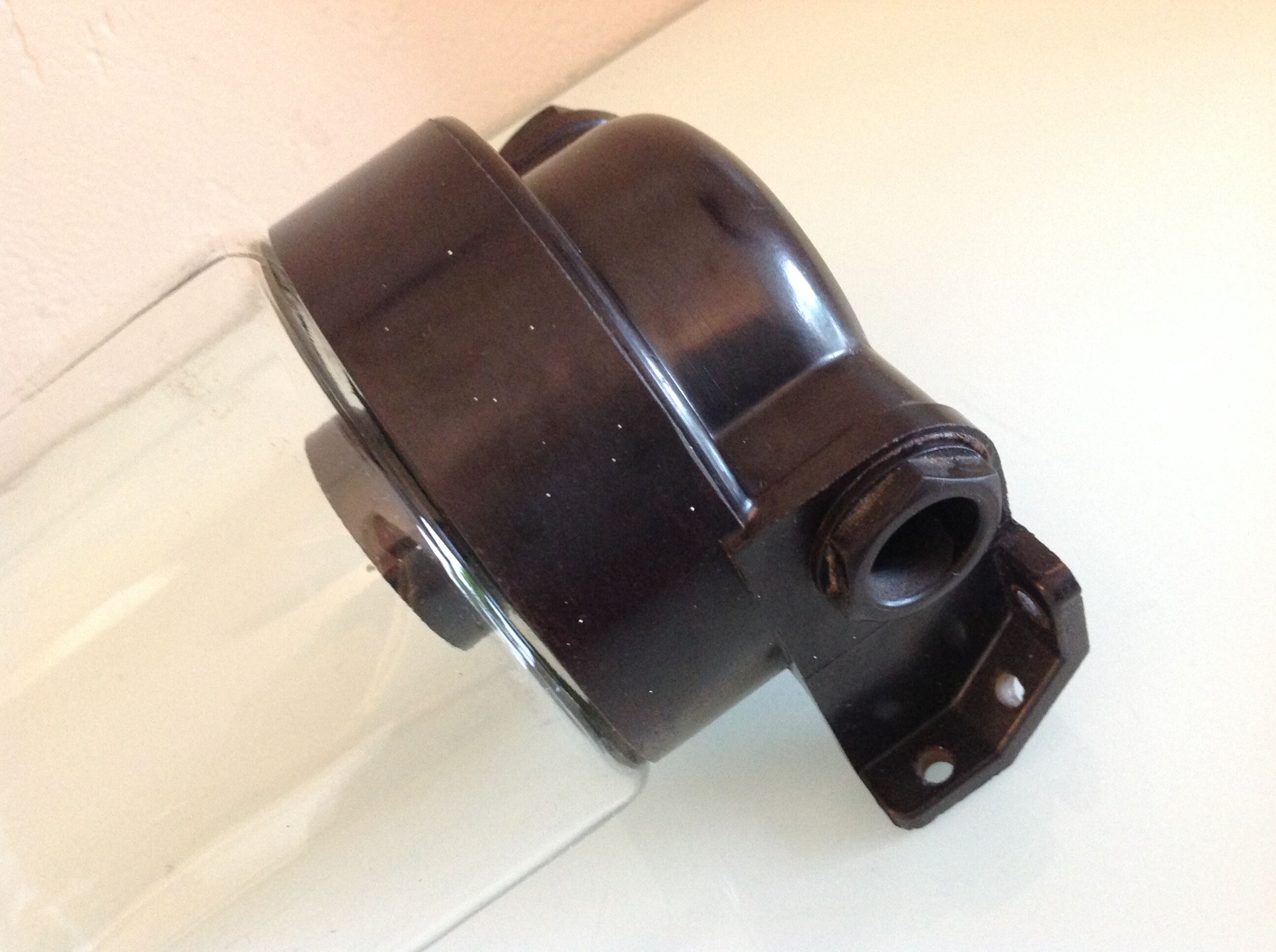 Long porthole wall lamp in glass and bakelite industrial style