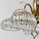 XL Clear Murano Glass and Brass Chandelier, Liberty-Style Organic Leaf Design, Italian 1960s