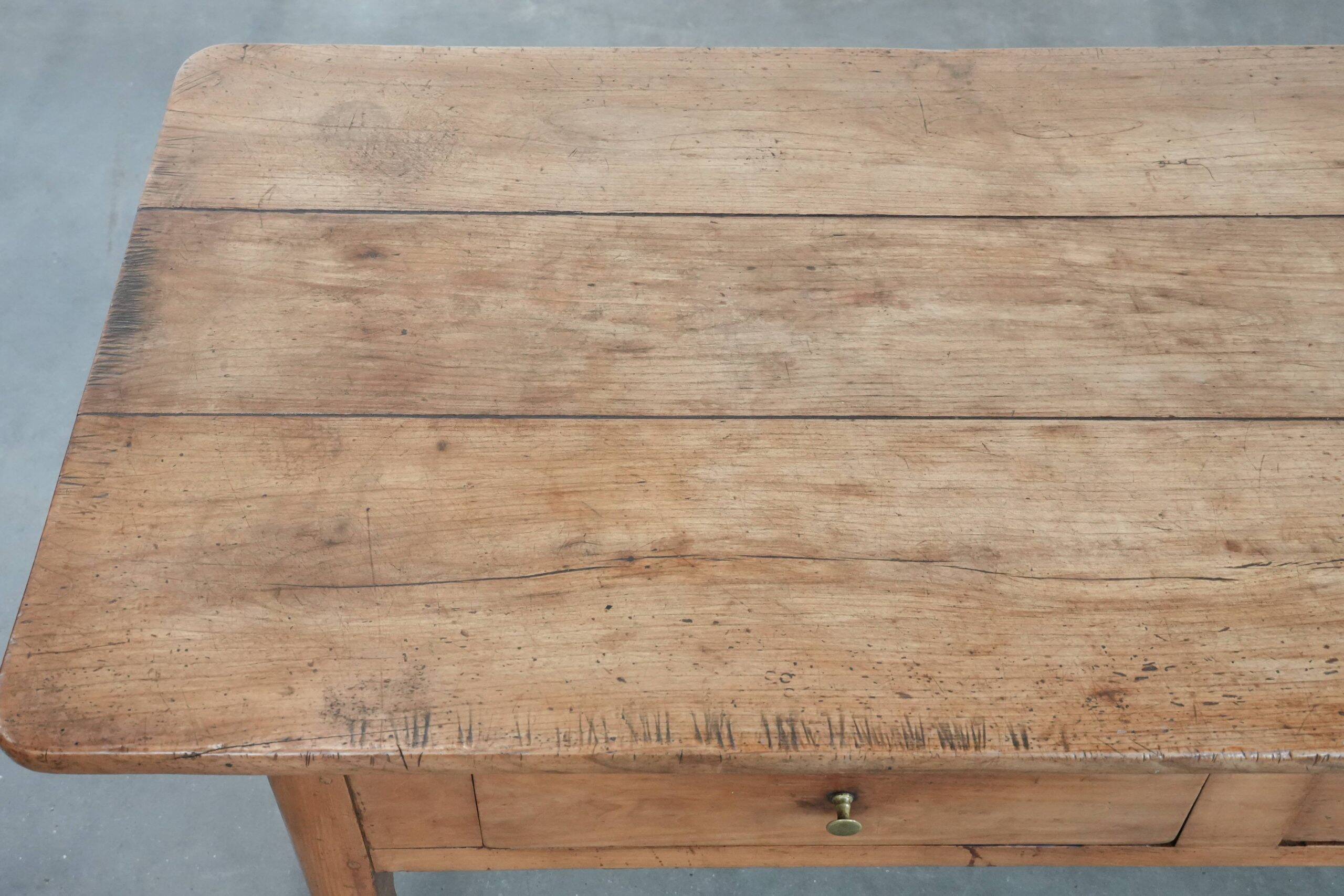 Fantastic antique French coffee table made of fruitwood with two drawers