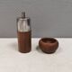 A salt shaker and a pepper mill in teak, made in Denmark 1960-70s
