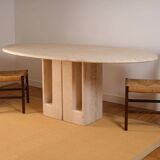 Oblong travertine dining table