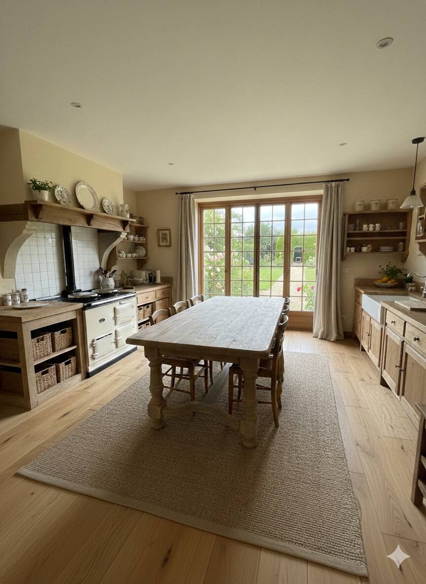 Solid wood farmhouse table