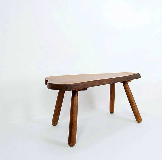 Vintage Brutalist coffee table / Side table in solid wood - 1960s