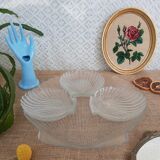 Flat set and 6 shell-shaped glass ramekins