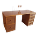 Rare vintage desk Ash and woven rattan - Large top - 6 drawers - Functional desk