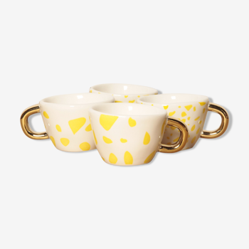 Set de 4 tasses espresso motifs terrazzo jaunes