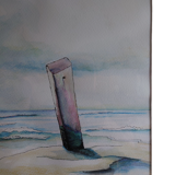 Peinture acrylique sur carton signée sigrid h eriks 2004 sous verre