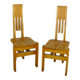 Pair of modernist chairs wood design 1980