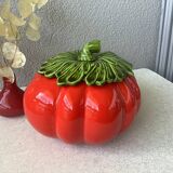 Barbotine tomate - petite soupière majolique