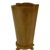 Vintage umbrella holder in oak basket storage design of the 1960s minimalist design