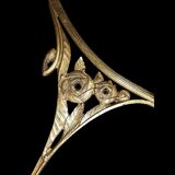 P. crespy art deco chandelier blend of bronze, pink, yellow