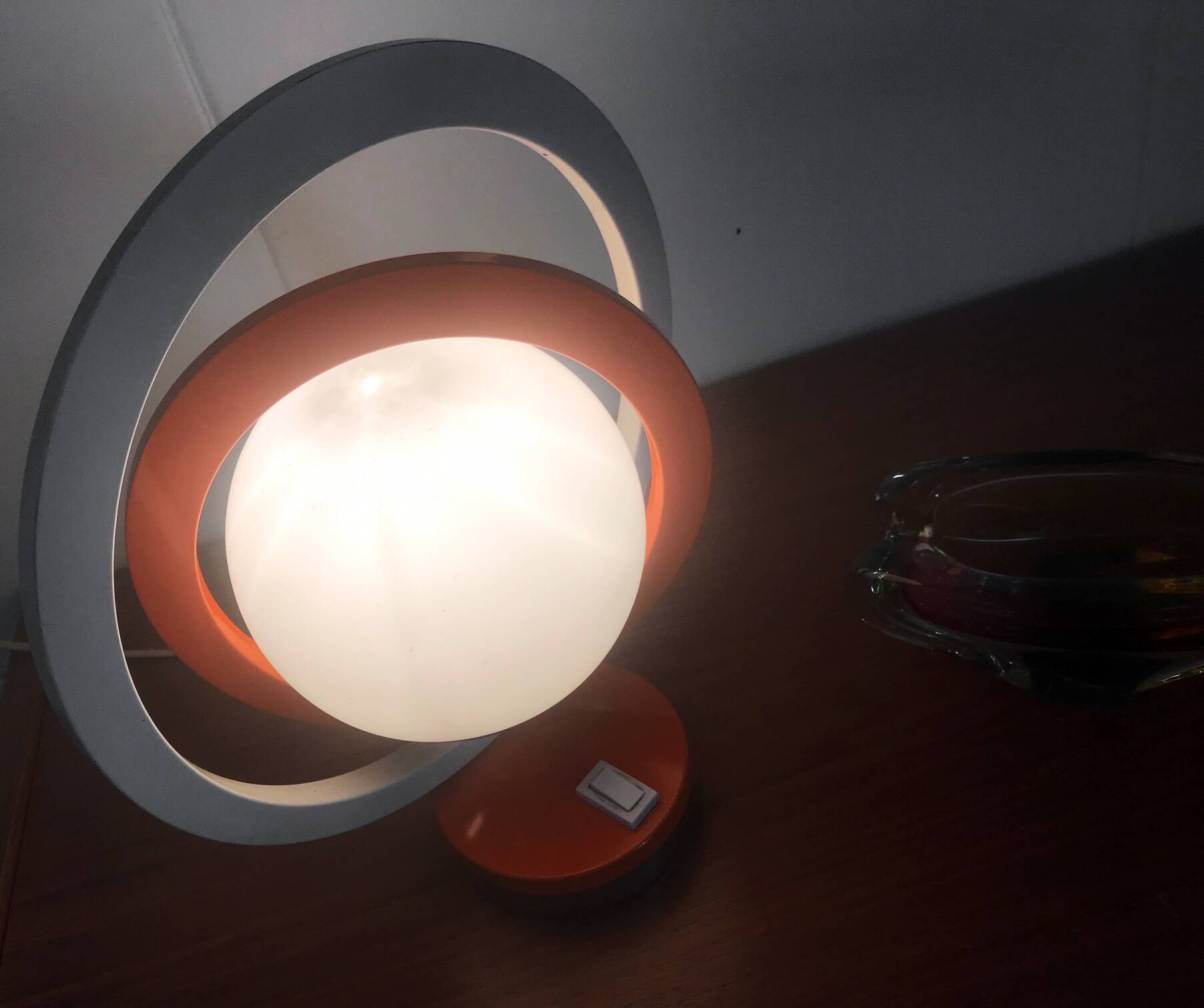 Pair of Vintage Table Lamps • Saturn • Steel and Glass • Space Age • 1960