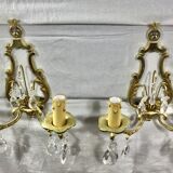 Pair of Wall Lamp Bronze And Crystal 2 Lights