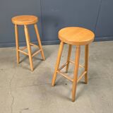 Alpine style chalet stools in wood, set of 11 - 1970s