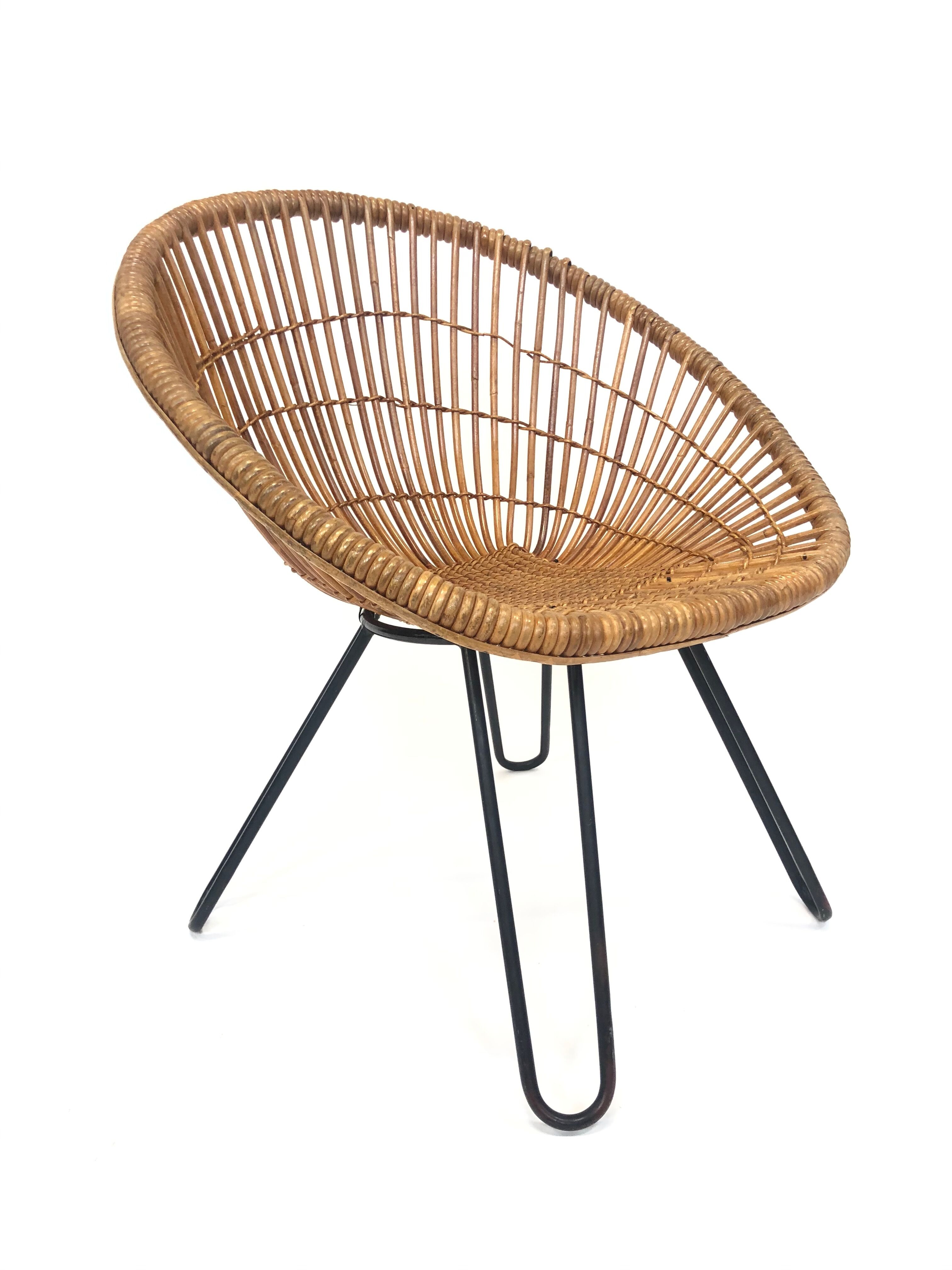 Rohe Noordwolde rattan armchair, 1960, Netherlands