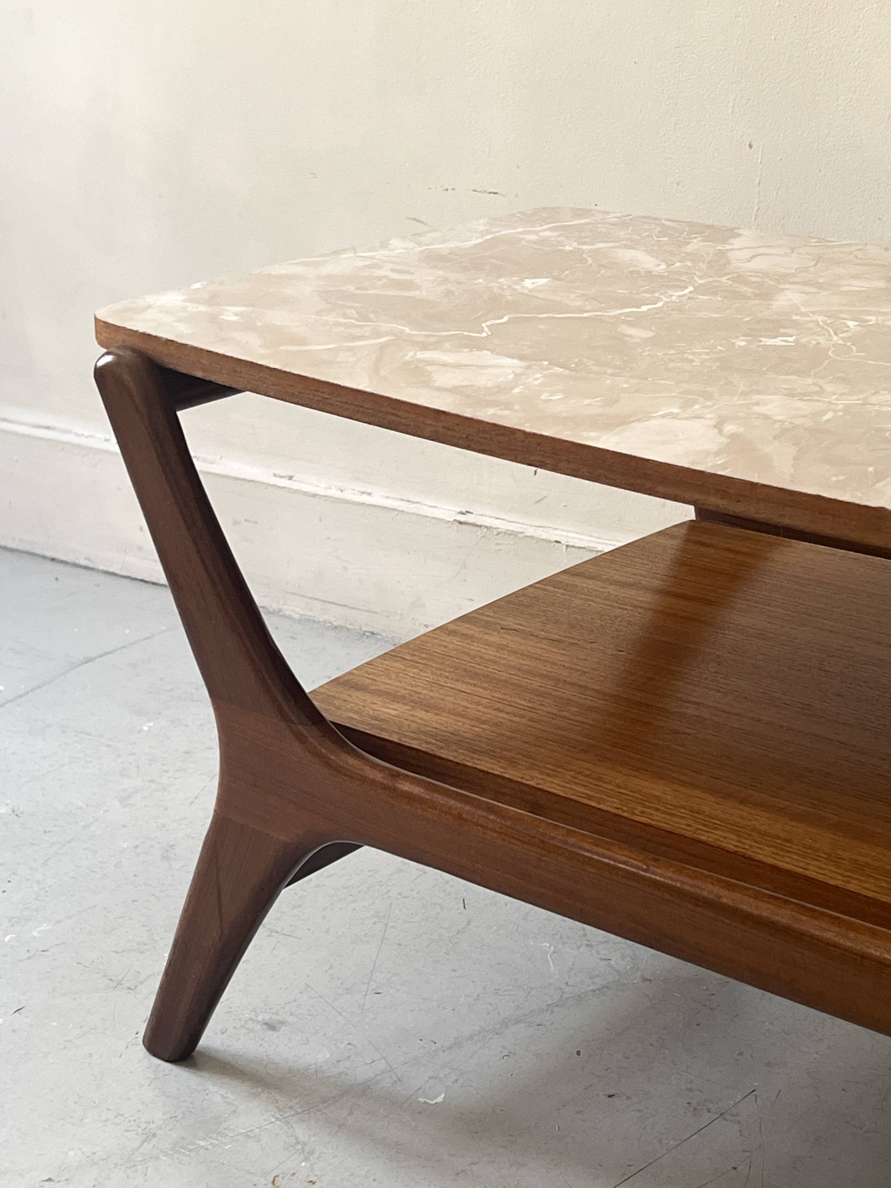 Scandinavian coffee table with 2 wooden tops, Netherlands 1970.