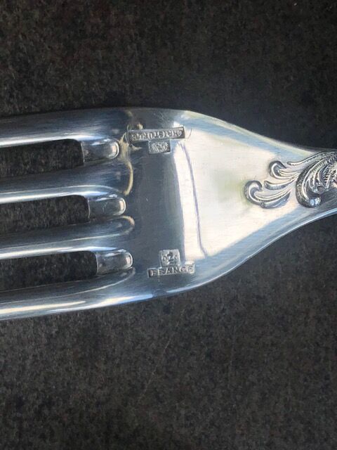 Pair of monogrammed cutlery "YB" Christofle Marly model