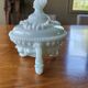 Vintage opal white glass bonbonnière