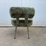 Vintage green furry chair from the 1960s