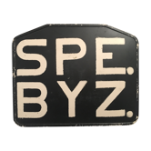 Old bus in Bakelite, SPE registration plate. BYZ