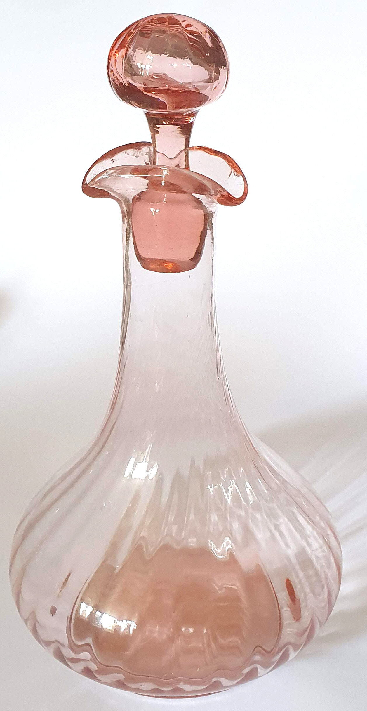 Pink glass decanter