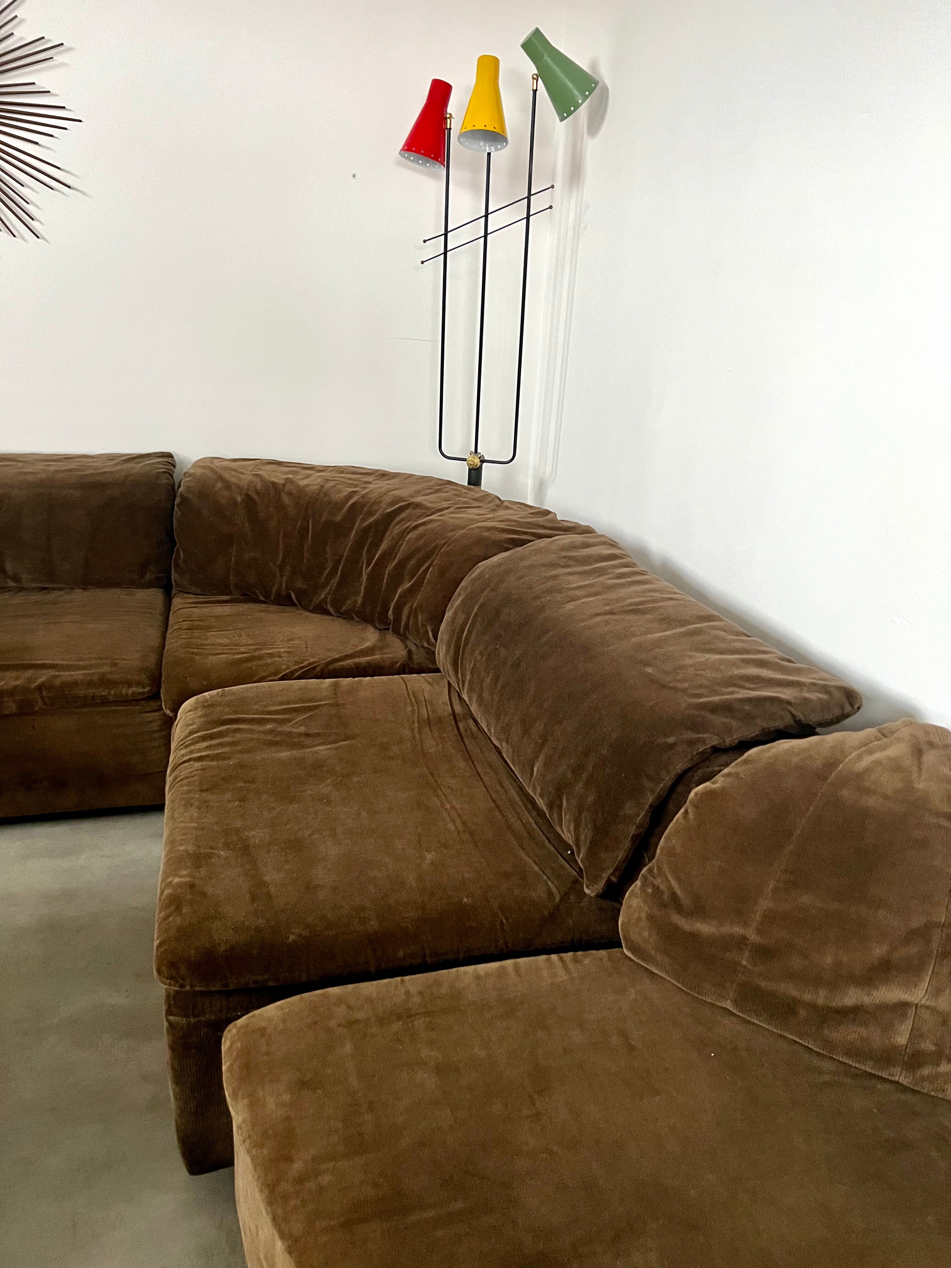 Old vintage modular sofa 6 elements of the 70s velvet / design