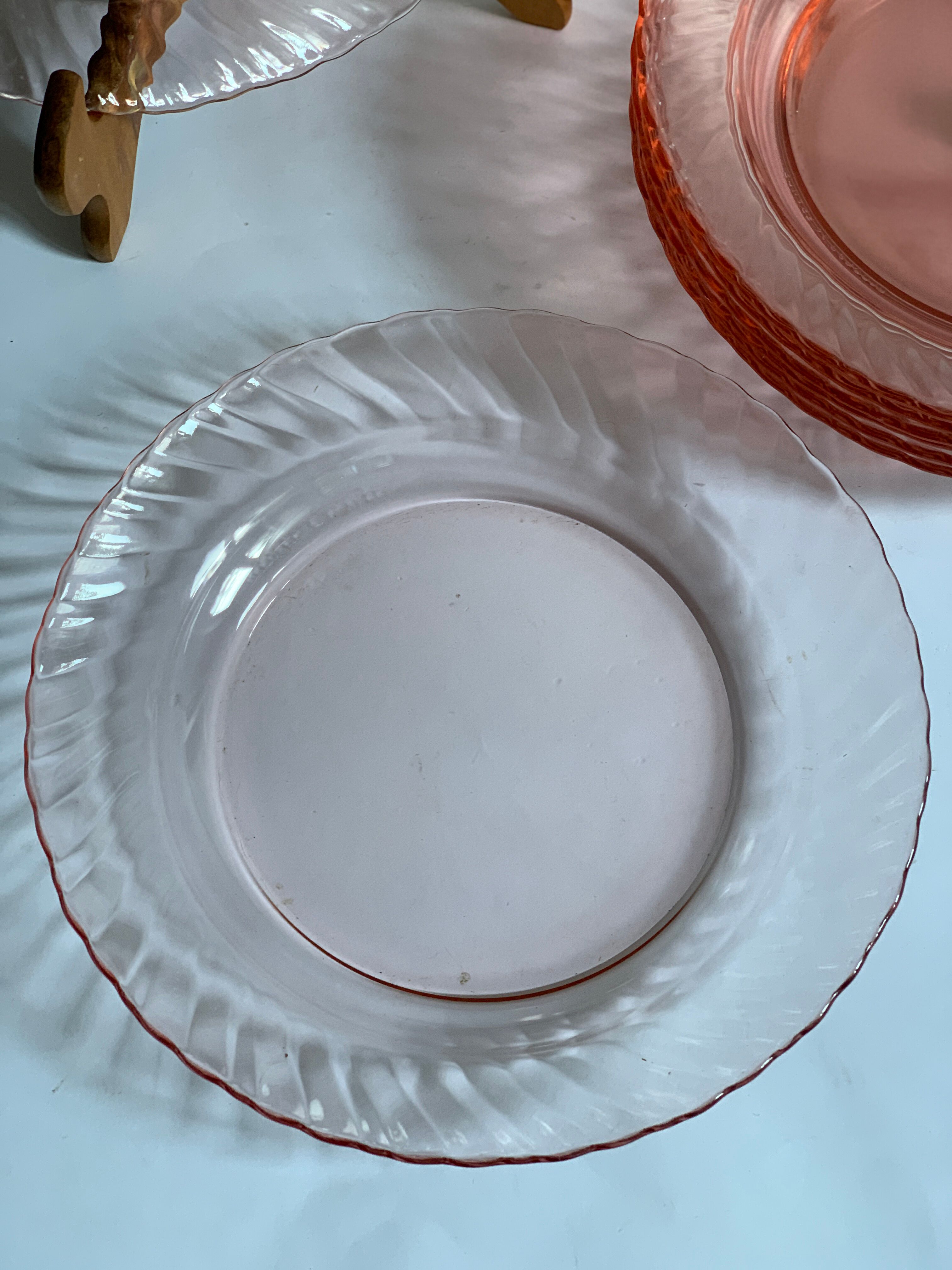 Lot De 6 Assiettes Poisson Arcoroc - Verre Transparent, Made In France, Vintage