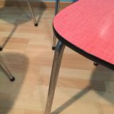 Series of 4 vintage chairs in red Formica year 1960