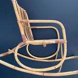 Fauteuil bascule rotin 1960