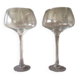 Duo of Vases Giant Cocktail Glasses Tealight Holders Cups on Blown Crystal Stand