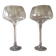 Duo of Vases Giant Cocktail Glasses Tealight Holders Cups on Blown Crystal Stand