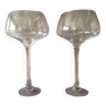 Duo of Vases Giant Cocktail Glasses Tealight Holders Cups on Blown Crystal Stand