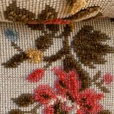 Antique Louis XV style shepherdess armchair in floral flocked fabric