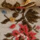 Antique Louis XV style shepherdess armchair in floral flocked fabric