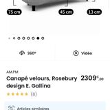 La redoute velvet sofa, Rosebury design E. Gallina